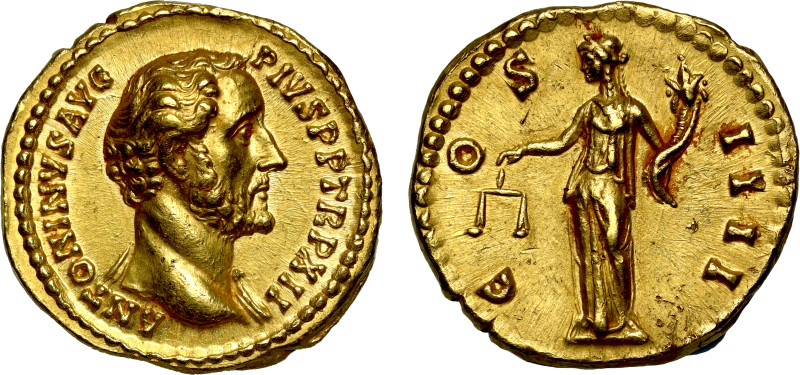 Antoninus Pius (AD 138-161), gold Aureus, Rome, AD 148-149, ANTONINVS AVG PIVS P...