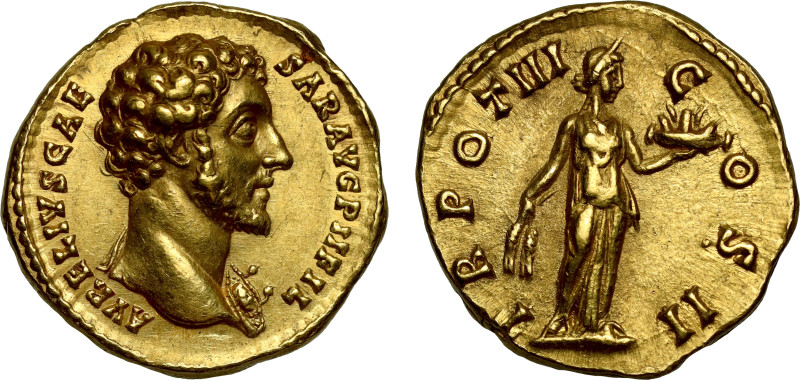 Marcus Aurelius (AD 161–180), as Caesar under Antoninus Pius, gold Aureus, Rome,...