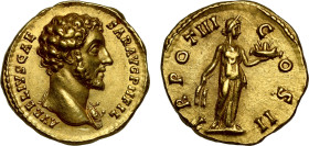 Ch XF* 5/5 4/5 | Marcus Aurelius gold Aureus (as Caesar under Antoninus Pius)