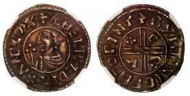 AU58 | Aethelred II silver Byrhsige Penny Winchester mint