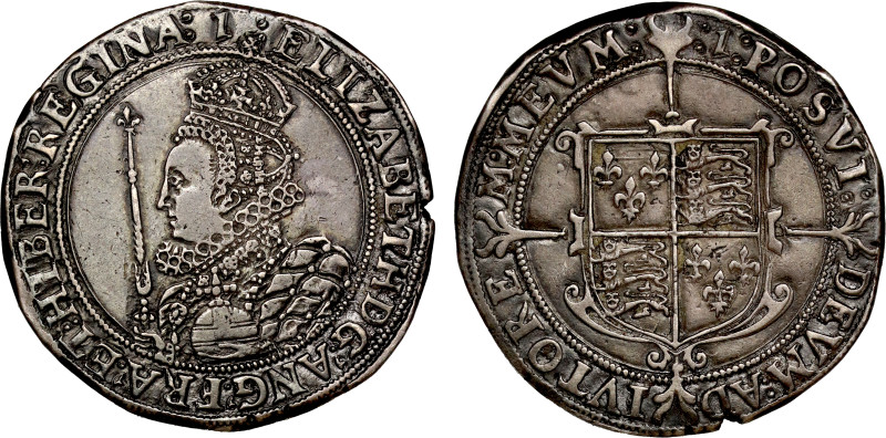 Elizabeth I (1558-1603), silver Halfcrown, seventh issue (1601-02), crowned orna...