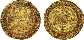 James I 1613 gold Rose Ryal mm Trefoil