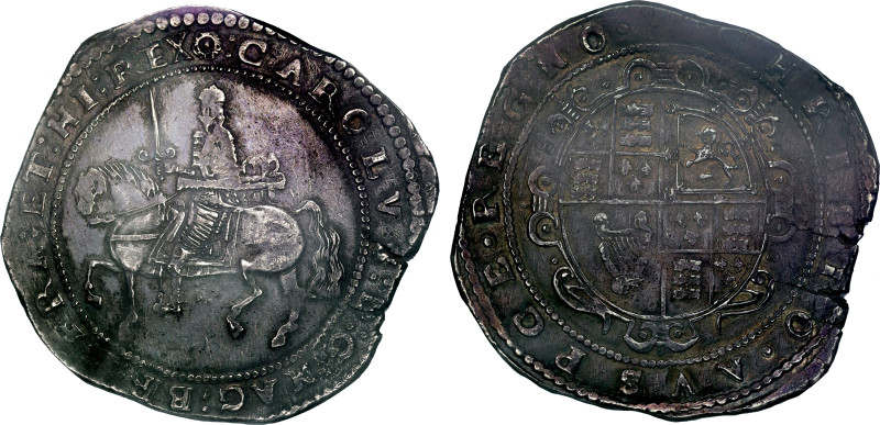Charles I (1625-49), silver Crown, undated, Exeter Mint (1643-46), AVSPCE error ...