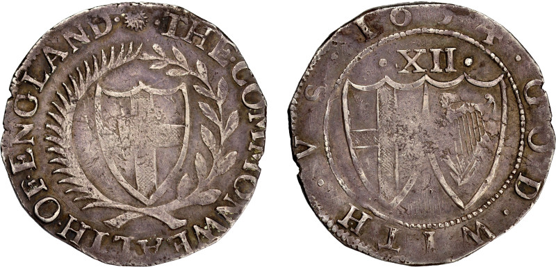 Commonwealth (1649-60), silver Shilling, 1654, initial mark sun, English shield ...