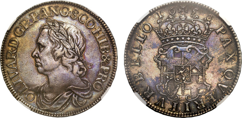 Oliver Cromwell (d.1658), silver Crown, 1658, 8 in date struck over 7, laureate ...