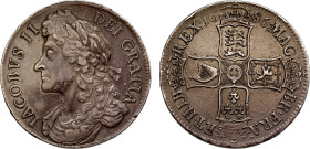 James II 1686 Regni XVI silver Crown | XF DETAILS