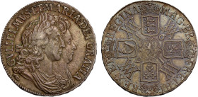 AU53 | William & Mary 1691 TERTIO silver Crown