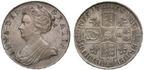 Anne 1708 Post-Union silver Crown 'Welsh Plumes'