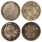 1705 & 1787 silver Shillings (2)