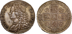 George II 1743 DECIMO SEPTIMO 'Roses' silver Crown | AU DETAILS