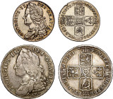 George II 1745 silver LIMA Halfcrown and LIMA Shilling (2)