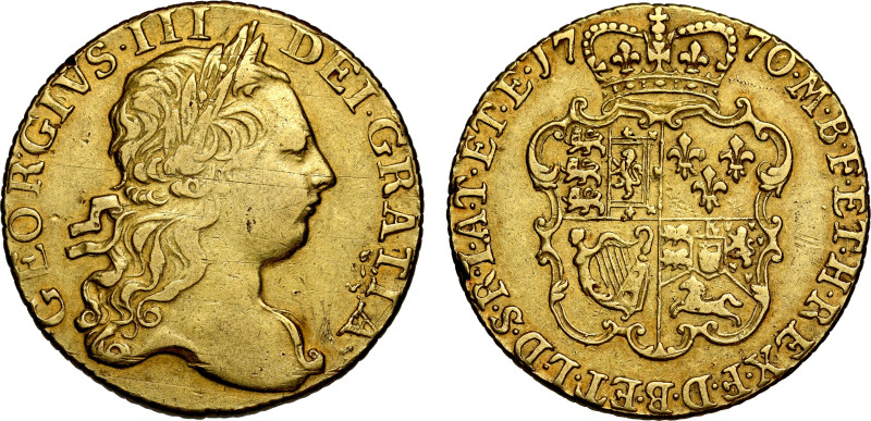 George III (1760-1820), gold Guinea, 1770, third laureate head right, Latin lege...