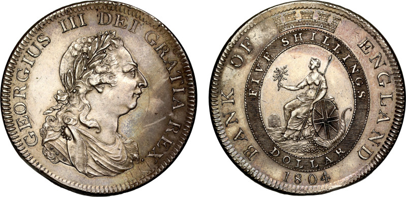 George III (1760-1820), silver Bank of England Dollar, 1804, struck by the Soho ...