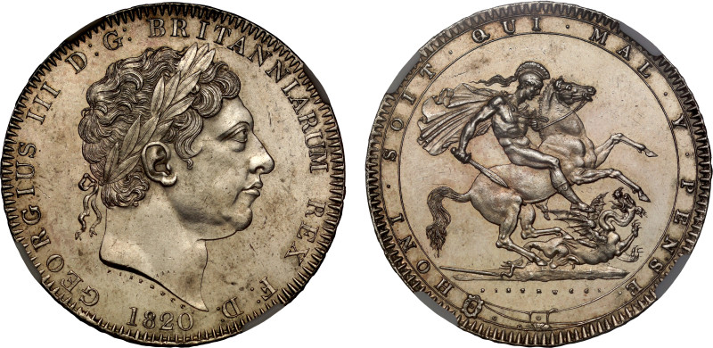 George III (1760-1820), silver Crown, 1820 LX, laureate head right, PISTRUCCI be...
