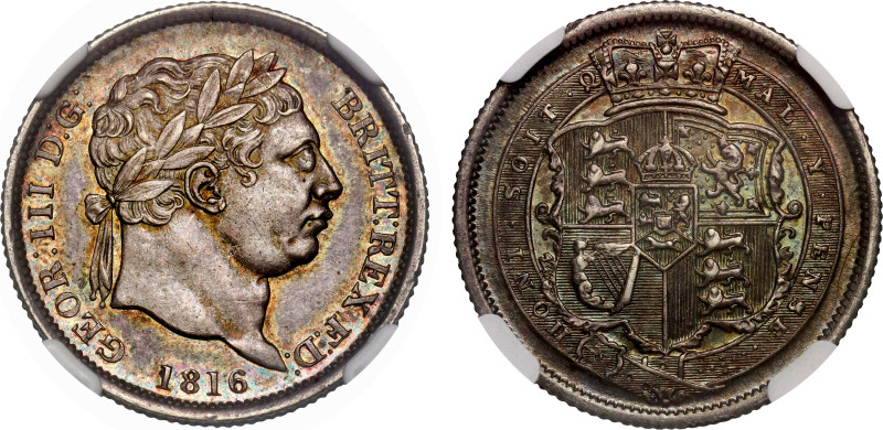 George III (1760-1820), silver Shilling, 1816, last coinage, design by Benedetto...