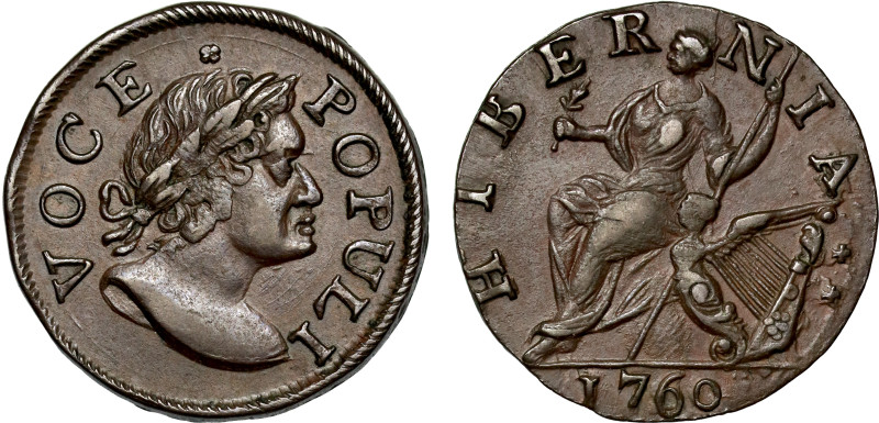 Ireland, George III (1760-1820), copper Halfpenny, 1760, Voce Populi, square typ...