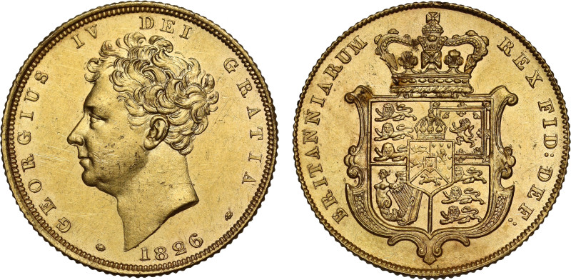 George IV (1820-30), gold Sovereign, 1826, bare head left, date below, Latin leg...