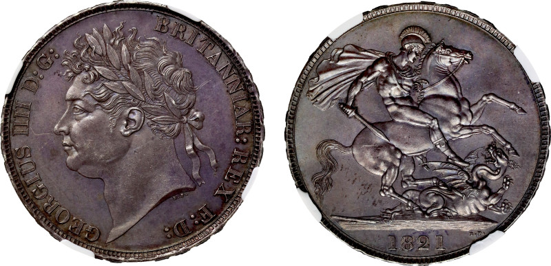 George IV (1820-30), silver Crown, 1821, laureate head left, initials B.P. for B...