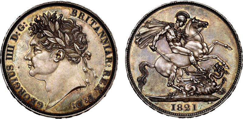 George IV (1820-30), silver Crown, 1821, laureate head left, initials B.P. for B...