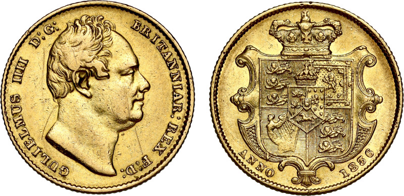 William IV (1830-37), gold Sovereign, 1836, N of ANNO struck on shield, second b...