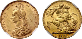MS60  | Victoria 1891 gold Sovereign