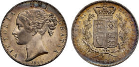 AU55 | Victoria 1845 silver Crown Cinquefoil stops