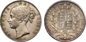 Victoria 1847 silver Crown Young head | XF DETAILS