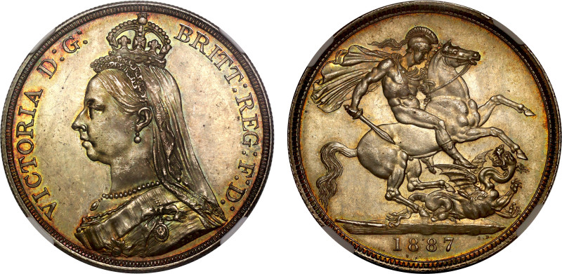 Victoria (1837-1901), silver Crown, 1887, Jubilee bust left, J.E.B. on truncatio...