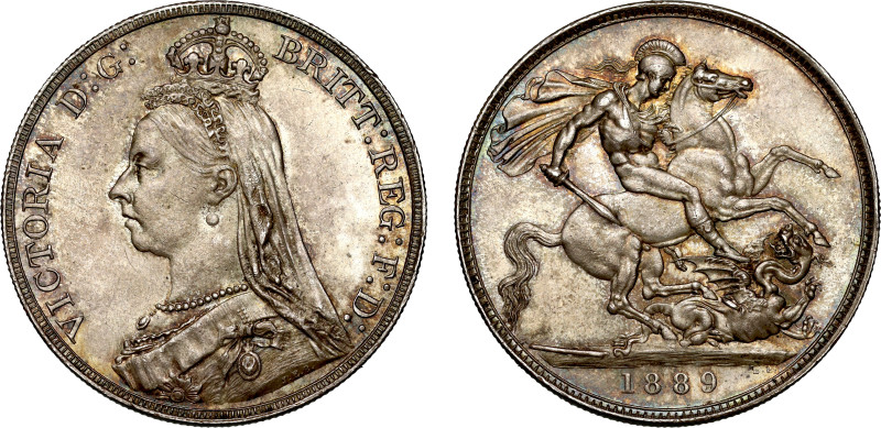 Victoria (1837-1901), silver Crown, 1889, Jubilee bust left, J.E.B. on truncatio...