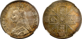 MS61 | Victoria 1887 silver Double Florin 'Arabic 1 in date'
