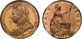 MS64 RB PL | Victoria 1901 bronze Halfpenny