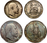 MS63 and AU58 | Edward VII 1903 silver Shilling and Florin (2)