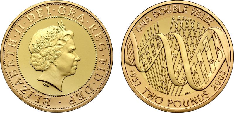 Elizabeth II (1952 -2022), gold proof Two-Pounds, 2003, 50th Anniversary of the ...