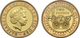 Elizabeth II 2004 gold proof '200th Anniversary of the Steam Locomotive' Two Pounds