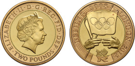 Elizabeth II 2008 gold proof 'Olympic Handover Ceremony' Two Pounds