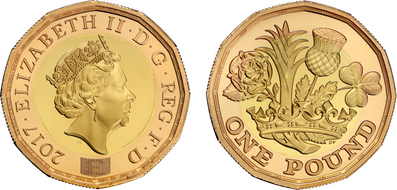 Elizabeth II (1952-2022), gold proof Pound, 2017, 12-sided issue, Nations of the...