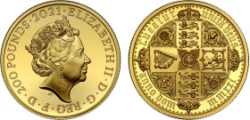 Elizabeth II 2021 gold proof 2oz Gothic Crown Quartered Arms