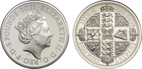 Elizabeth II 2021 silver proof 2oz Gothic Crown Quartered Arms