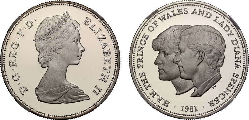 Elizabeth II (1952-2022), silver proof Crown of Twenty Five Pence, 1981, Royal W...