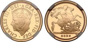 PF70 UCAM | Charles III 2023 gold proof Coronation Quarter Sovereign