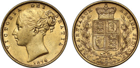 Australia Victoria 1874-M gold Shield Sovereign