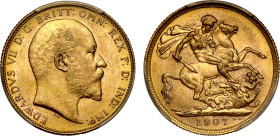 MS64 | Australia Edward VII 1907-M gold Sovereign