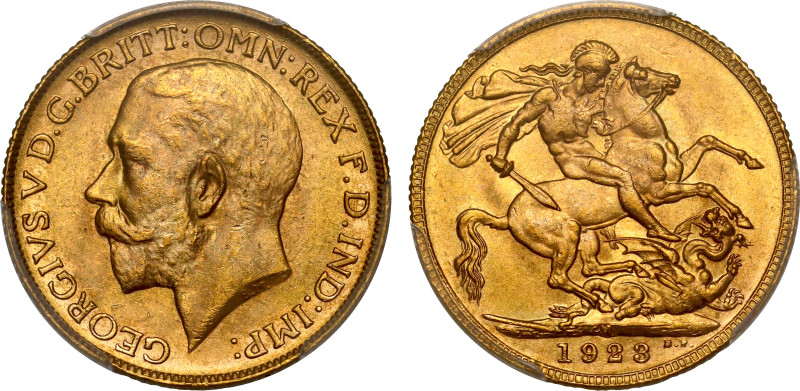 Australia, George V (1910-36), gold Sovereign, 1923, Melbourne mint, bare head l...