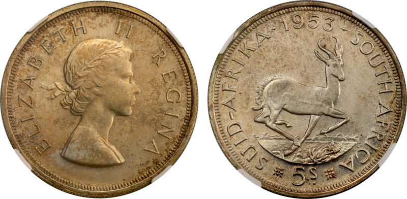 South Africa, Elizabeth II (1952-61), silver Crown of Five Shillings, 1953, Coro...