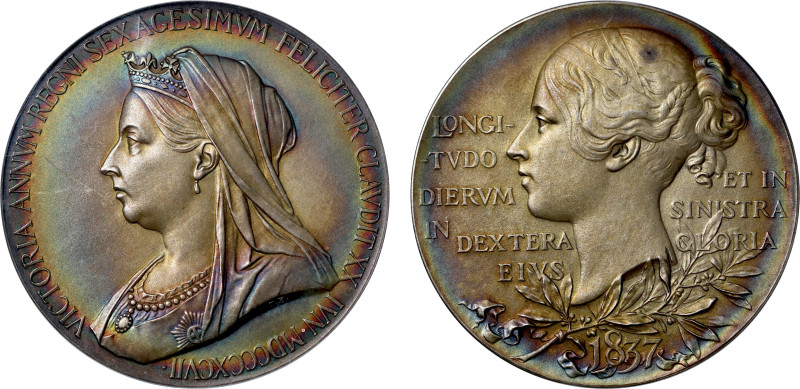 Diamond Jubilee of Queen Victoria, 1897, silver medal by G W de Saulles after T ...