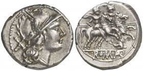 (209-208 a.C.). Anónima. ¿Sicilia?. Denario. (Craw. 80/1a) (FFC. 31, mismo ejemplar). 4,33 g. EBC-.