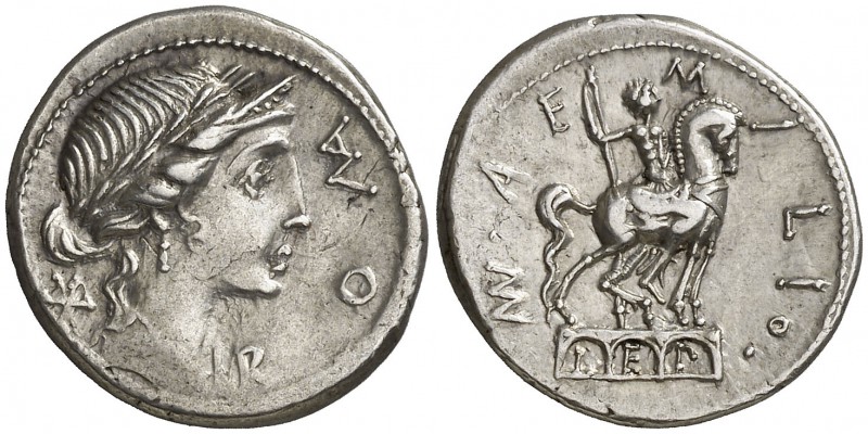 (114-113 a.C.). Gens Aemilia. Sur de Italia. Denario. (Craw. 291/1) (FFC. 103, m...