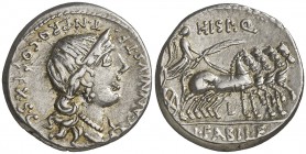 (82-81 a.C.). Gens Annia. Hispania. Denario. (Craw. 366/3b) (FFC. 144, mismo ejemplar). 4,38 g. EBC-.
