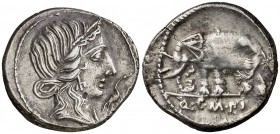 (81 a.C.). Gens Caecilia. Hispania. Denario. (Craw. 374/1) (FFC. 213, mismo ejemplar). 3,88 g. EBC-.