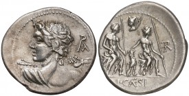 (112-111 a.C.). Gens Caesia. Sur de Italia. Denario. (Craw. 298/1) (FFC. 222, mismo ejemplar). 3,89 g. EBC-.